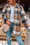 Fashion Daily Adult Plaid Split Joint Cardigan Turndown Collar Tops