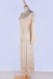 Fashion Vacation Solid Hollowed Out Swimwears Cover Up