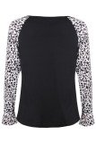 Fashion Casual Leopard Split Joint V Neck T-Shirts