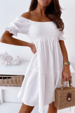 Casual Elegant Solid Split Joint Flounce Off the Shoulder A Line Dresses