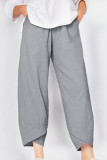 Fashion Casual Solid Pocket Loose High Waist Pencil Bottoms