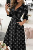 Fashion Street Print Frenulum V Neck A Line Dresses