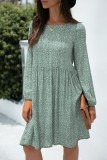 Fashion Casual Leopard Split Joint O Neck A Line Dresses
