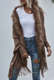 Casual Solid Tassel Split Joint Tops Sweater