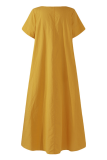 Casual Solid Split Joint U Neck A Line Dresses