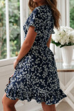 Fashion Street Print Split Joint V Neck Irregular Dresses