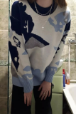 Casual Print O Neck Tops