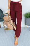Casual Solid Split Joint Pocket Loose Mid Waist Harlan Solid Color Bottoms