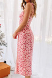 Fashion Casual Print Frenulum Slit Spaghetti Strap Printed Dresses