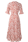 Fashion Elegant Floral Frenulum Flounce Slit V Neck A Line Dresses