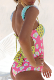Sexy Print Color Block Bandage Swimwears