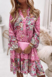 Fashion Casual Print Split Joint V Neck Cake Skirt Dresses