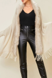 Casual Solid Tassel Split Joint Tops Sweater