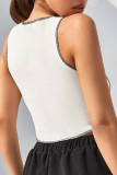 Fashion Street Solid Split Joint O Neck Tops