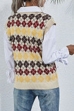 Fashion Work Plaid Split Joint V Neck Tops