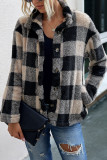 Fashion Street Adult Polyester Plaid Split Joint Buttons Mandarin Collar Outerwear