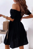 Fashion Casual Solid Split Joint Off the Shoulder Princess Dresses