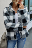 Fashion Street Adult Polyester Plaid Split Joint Buttons Mandarin Collar Outerwear