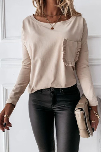 Fashion Casual Solid Split Joint O Neck Tops