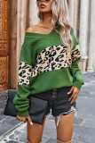 Fashion Street Leopard Split Joint V Neck Tops