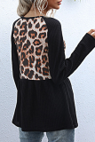 Casual Leopard Split Joint O Neck Tops