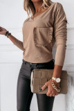 Fashion Casual Solid Split Joint O Neck Tops