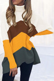 Fashion Casual Solid Split Joint Turtleneck Tops