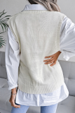 Casual Solid Hollowed Out V Neck Tops Sweater