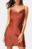 Fashion Street Solid Spaghetti Strap A Line Dresses