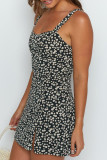 Fashion Street Print Slit Spaghetti Strap Printed Dresses