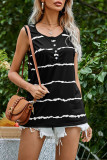 Fashion Casual Striped Split Joint O Neck Tops