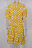 Fashion Casual Dot Split Joint O Neck A Line Dresses