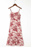 Fashion Street Print Split Joint Spaghetti Strap A Line Dresses