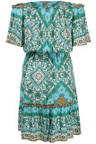 Fashion Elegant Print Split Joint Off the Shoulder A Line Dresses