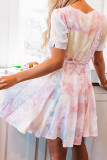 Fashion Street Tie Dye V Neck A Line Dresses