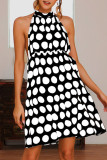 Fashion Casual Dot Backless Halter A Line Dresses