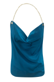 Fashion Casual Solid Chains Halter Tops