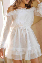 Fashion Casual Solid Split Joint Off the Shoulder A Line Dresses
