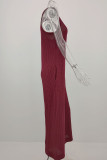 Fashion Casual Solid Split Joint U Neck Loose Jumpsuits