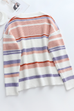 Casual Striped Basic O Neck Tops Sweater