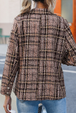 Elegant Print Pocket Buttons Turn-back Collar Outerwear