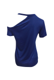 Casual Solid Asymmetrical O Neck T-Shirts