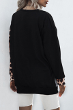 Casual Leopard Split Joint O Neck Tops
