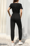 Fashion Casual Solid Split Joint O Neck Straight Jumpsuits