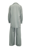 Elegant Solid Buckle Shirt Collar Long Sleeve Two Pieces