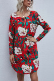 Fashion Casual Print O Neck A Line Dresses