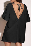 Fashion Street Solid Split Joint V Neck Princess Dresses