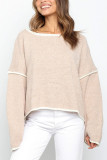 Fashion Street Solid Pullovers O Neck Tops