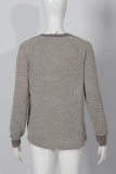 Casual Patchwork Buckle Contrast O Neck Tops