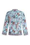 Street Print Split Joint Buttons Mandarin Collar Tops